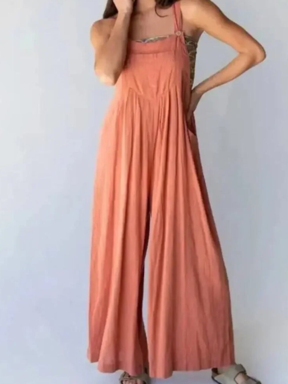 Natural Life Carrington Overall Jumpsuit Wide Legs Rust/Terracotta Size Large - Picture 2 of 7